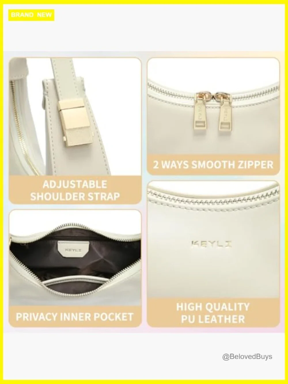 3 Way Adjustable Strap Hobo Handbag with Zipper Closure Large Capacity PU